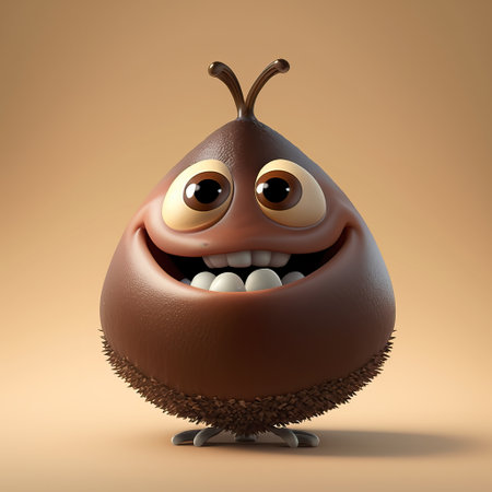 Cute Cartoon Chestnut Character. Generative Aiの素材