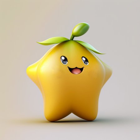 Cute Cartoon carambola Character. Generative Aiの素材