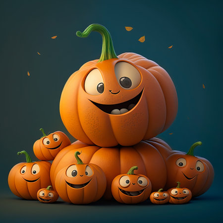 Cute Cartoon family Pumpkins Character. Generative Aiの素材