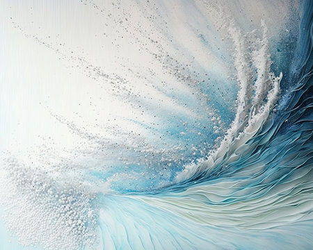 Abstract watercolor ocean wave splashing. Fresh, cheerful and relaxing summer concept. Positive and healthy tones to background or wallpaper. Generative Aiの素材