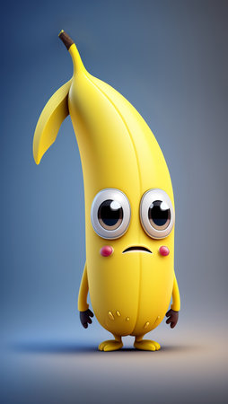Cute cartoon banana character. Generative Aiの素材
