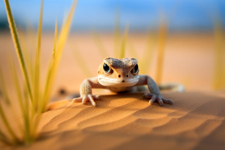 Close-up of a gecko in the desert. Amazing wildlife. Generative Ai. Amazing wildlife. Generative AIの素材