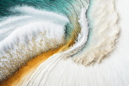 Abstract watercolor waves ocean for textures. Fresh, cheerful and relaxing summer concept. Positive and healthy tones to background or wallpaper. Generative Aiの素材