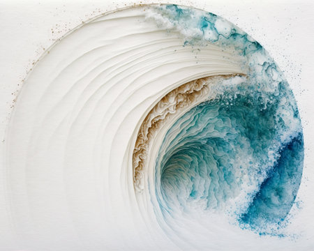 Abstract watercolor big wave for textures. Fresh, cheerful and relaxing summer concept. Positive and healthy tones for background or wallpaper. Generative Aiの素材