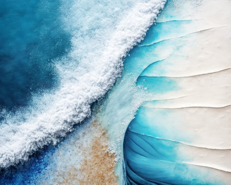 Abstract watercolor waves ocean and beach for textures. Fresh, cheerful and relaxing summer concept. Positive and healthy tones to background or wallpaper. Generative Aiの素材