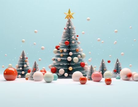 Abstract Christmas tree of bubblegum balls. Funny Merry Christmas and Happy New Year greeting card with copy space for text.の素材