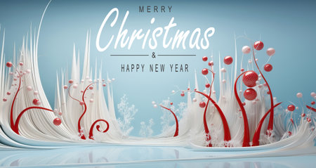 Abstract fantasy winter scene. Merry Christmas and new year greeting card. Christmas text Calligraphicの素材