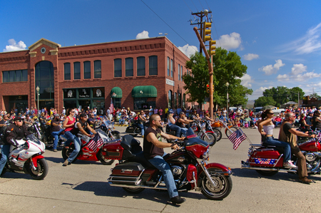 Cody, Wyoming, USA - July 4th, 2009 - Motorcycle club participating in the Independence Day Paradeのeditorial素材