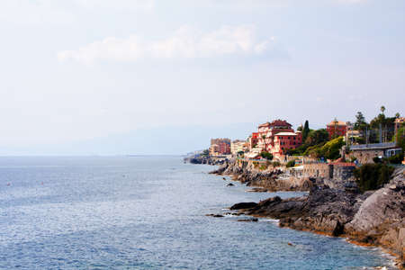 Nervi is one of the most beautiful natural place in Genoa, luxury houses place on Mediterranean seaの写真素材