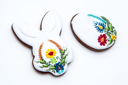 The picture of the gingerbread with rural handmade ornaments.の写真素材