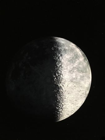 The detail of the moon on night sky. Not real, only animation. But very realistic.の写真素材