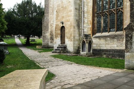 A picture from the nice old town Bradford on Avon in United Kingdom. You can see the houses, streets, footpaths.の写真素材