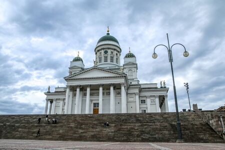 The famous lutheran white cathedral in Helsinki in Finland.の写真素材