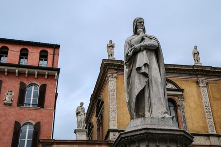 The detail of one of the sights in Verona, in Italy. The statue of Dante.の写真素材