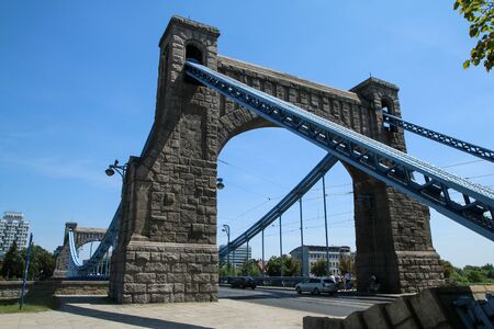 One of the old bridges over the river Odra in Wroclaw in Poland.の写真素材