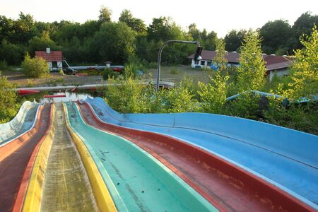 The abandoned amusement water park in Denmark called Fun park Finn. Not used for a long time.の写真素材