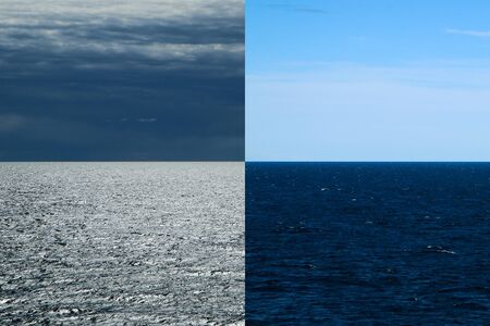 The Picture from a ferry between Sweden and Finland. The contrast between the sky and water. The...