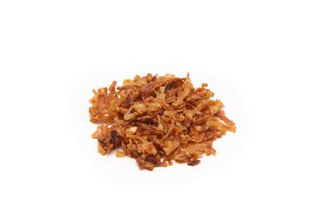 The small pile of deep fried onion, the great topping on hot dogs or other dishes.の写真素材