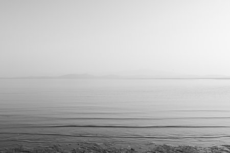 Black and white landscape of the Dead Sea, Israel. Black and white photo.の写真素材
