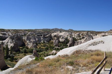 Cappadocia landscape with clear sky at horizonの写真素材