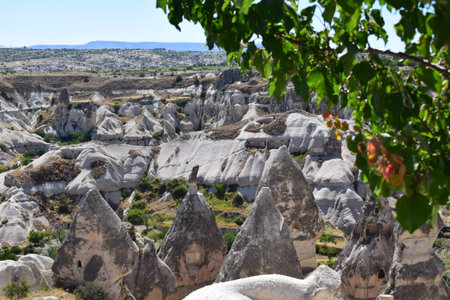 Cappadocia landscape with clear sky at horizonの写真素材