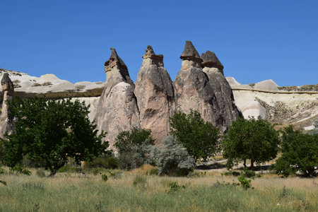 Cappadocia landscape with volcanic formationの写真素材
