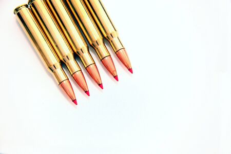 gold bullets red tipsの写真素材