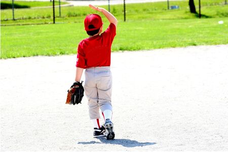 child playing baseballの写真素材