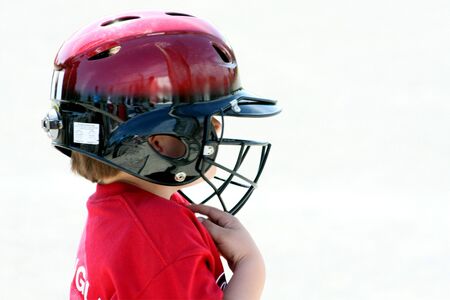 little boy big helmetの写真素材