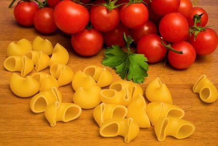 Food & Drinks - Italian Cuisine. Cherry tomatoes and pasta.の写真素材