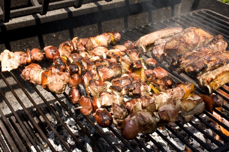 Food & Drinks - Barbeque - Meat grilled on the fire.の写真素材
