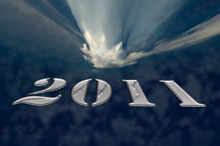 3D 2011 on a space dark blue background .の写真素材