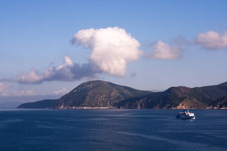 Travel, Italy - Beautiful calm sea in november at Portoferraio, Elba Island, Italy.の写真素材