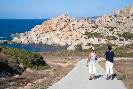 Capo Testa, Sardinia, Italy, August 11, 2009 - Tourists enjoying the beautiful Sardinian landscape.のeditorial素材