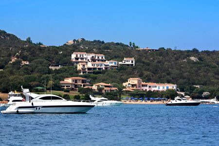 Golfo Di Marinella, Sardinia, Italy, August 12, 2009 - View of crowded beach from the sea.のeditorial素材