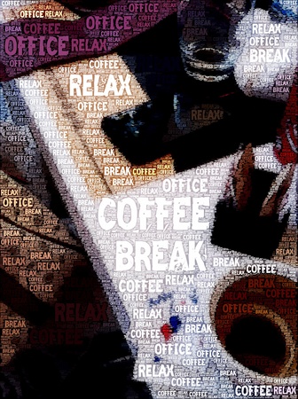 Original poster design  - Long hours at work - Coffee break.の写真素材