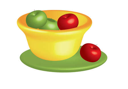 Vector - Bowl with apples on white background.のイラスト素材