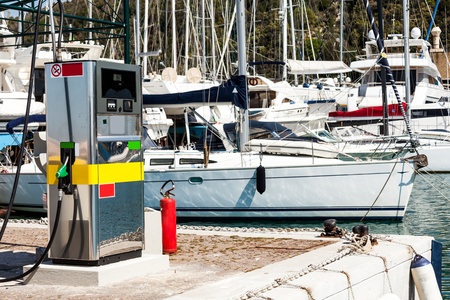 Gas pump in service station of port の写真素材