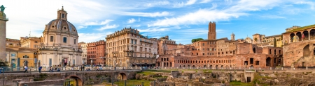 Panoramic view of Imperial Forums in Rome, Italy.の写真素材