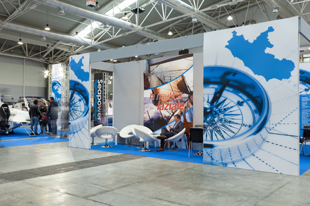 ROME, ITALY - FEBRUARY 16, 2014: At Fiera di Roma, during the Big Blue Expo, the Boating in Lazio goes on show. Eighty boating  companies of which 15 nautical yards, 42 subcontracting and accessories companies and 24 dealers.のeditorial素材