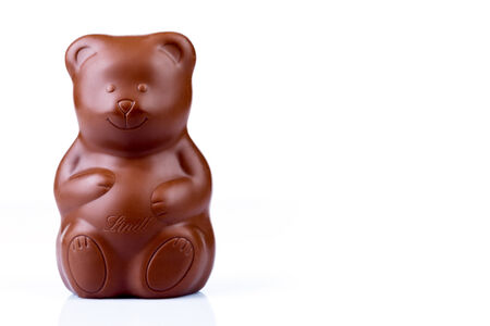 ROME, ITALY - FEBRUARY 25, 2014  Photo of a Lindt Milk Chocolate Bear, product that is part of the hollow bodies of Lindt chocolate which makes 32  to 54  of the Italian market share on Easter and Christmas のeditorial素材