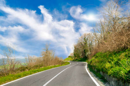 Road in the middle of country land.の写真素材