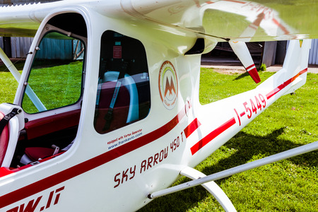SUTRI, LAZIO, ITALY - APRIL 6, 2014:  Sky Arrow 450T/TS ultralight airplane, at La Valicella...