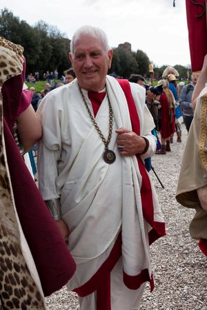 ROME, ITALY - APRIL 19, 2015: Birth of Rome festival - Actors dressed as ancient Roman Praetorian soldiers attend a parade to commemorate the 2,768th anniversary of the founding of Rome.のeditorial素材
