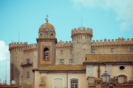 Orsini-Odescalchi Castle view from the main square of Bracciano, Lazio, Italy.のeditorial素材