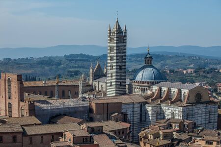 View of the Siena Cathedral from above, Tuscany, Italy.の写真素材