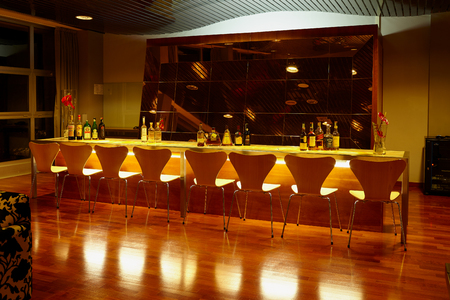 CARAMANICO, ABRUZZO, ITALY - NOVEMBER 22, 2014: Elegant lounge bar inside La Reserve Hotel a famous wellness center at Caramanico Terme.のeditorial素材