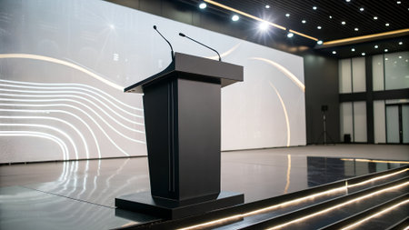 Modern podium setup for public speakingの素材