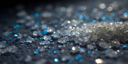 A close up of sparkling blue and clear glitterの素材