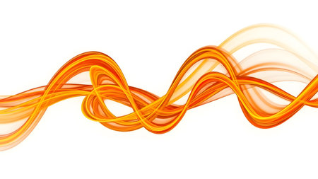 A detailed illustration of wavy orange lines on a transparent white background, creating a dynamic and eye-catching visual effect.の素材
